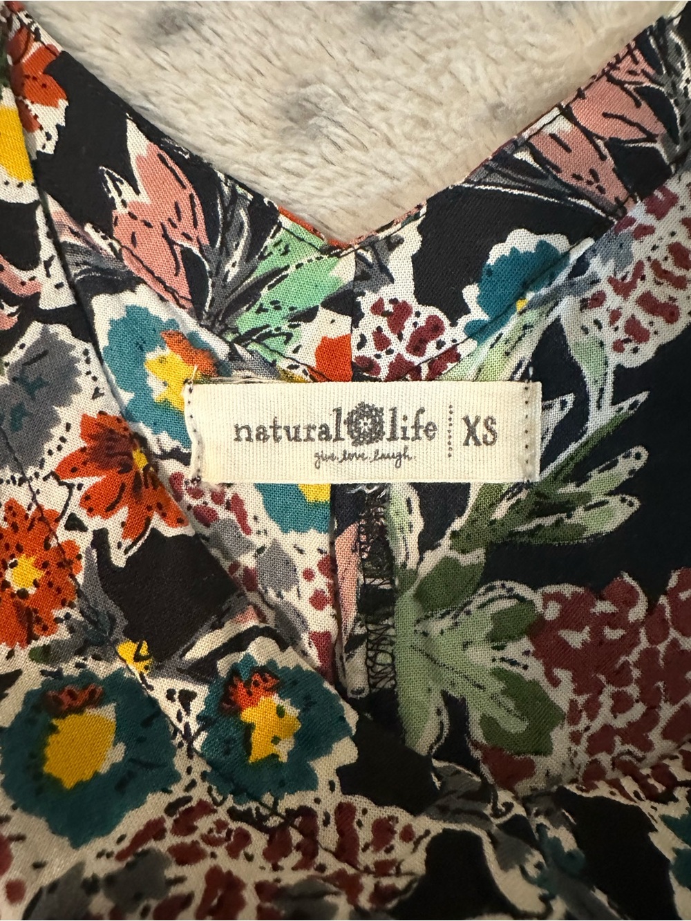 NATURAL LIFE Black Floral Jumpsuit with Yellow, Teal & Rust Flowers - Picture 5 of 9